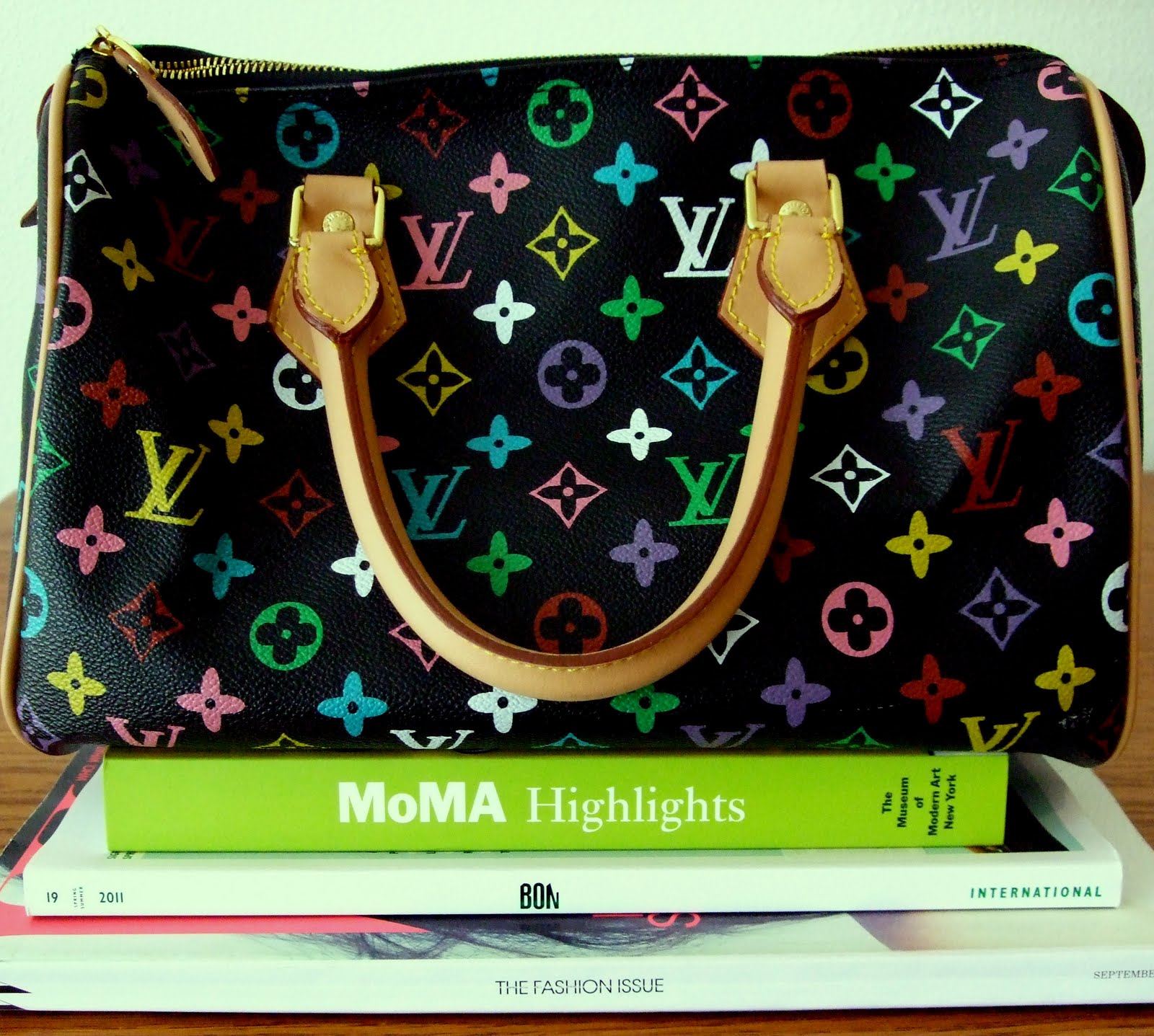 Louis Vuitton Speedy 25 handbag with cherries, by haruki Murakami